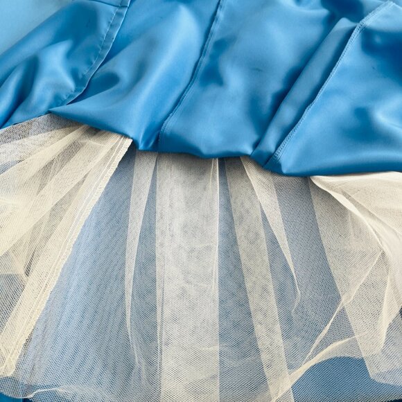 Jump Apparel Vintage 90s Y2K Satin Blue Sequin Glitter Maxi Prom Party Dress S/M - Picture 7 of 12